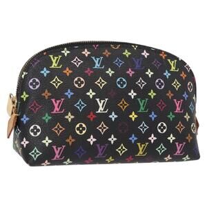 LOUIS VUITTON Multicolor Pochette Cosmetic Pouch Black M47355 LV Auth 134365V